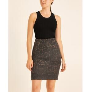 Donna Karan Collection Black Wool Blend Metallic Bouclé Skirt Size 4